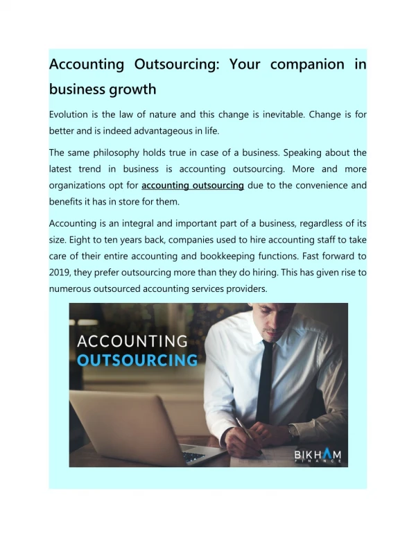 Accounting Outsourcing: Your companion in business growth