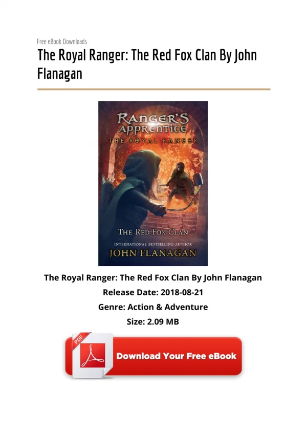[PDF] The Royal Ranger: The Red Fox Clan By John Flanagan Free eBook Downloads