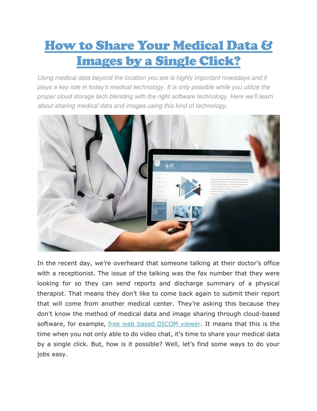 how to share your medical data images by a single