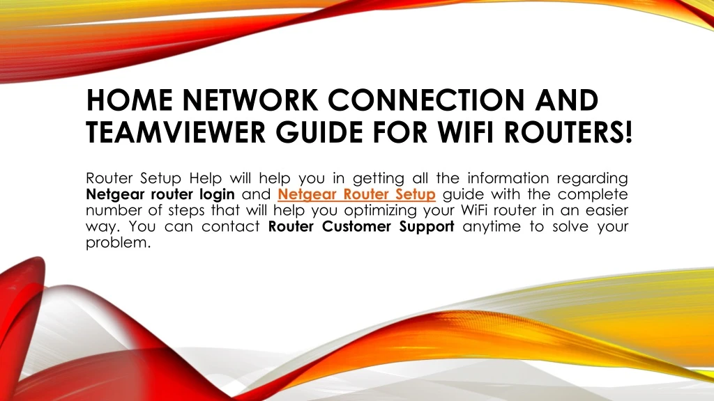home network connection and teamviewer guide for wifi routers