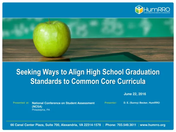 Seeking Ways to Align High School Graduation Standards to Common Core Curricula