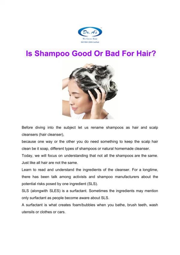 Is Shampoo Good Or Bad For Hair?