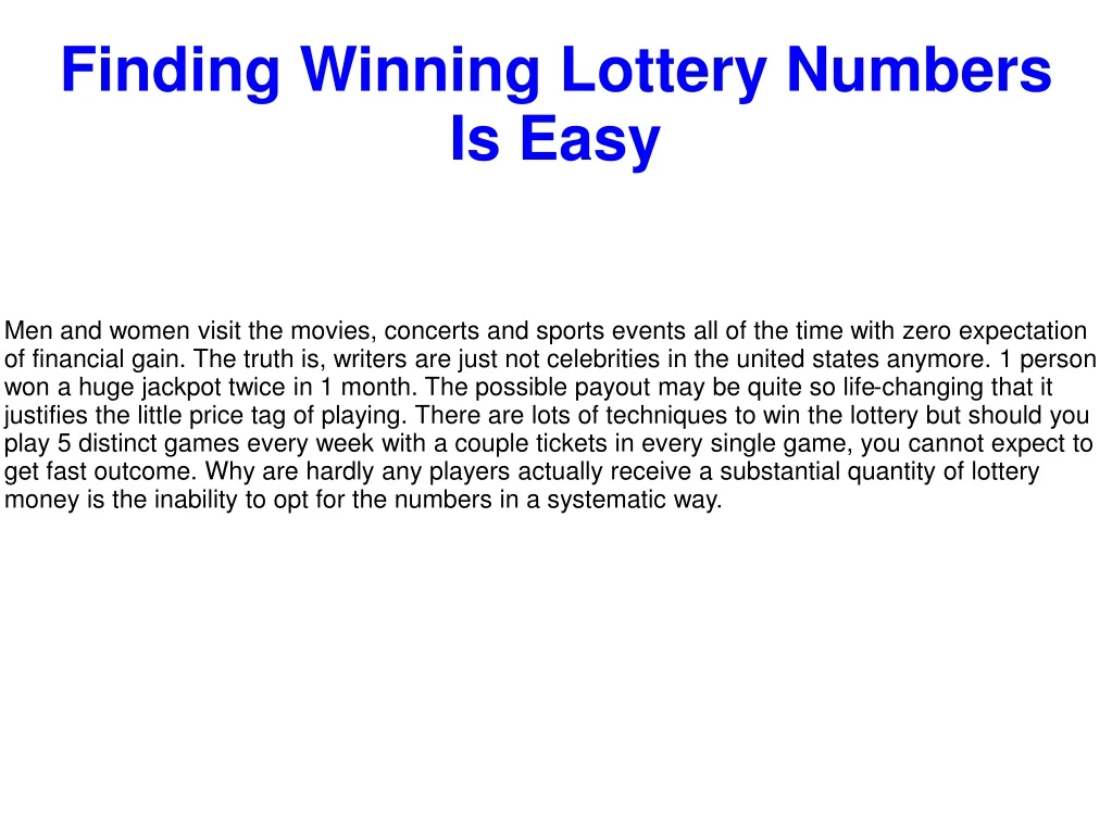 finding winning lottery numbers is easy