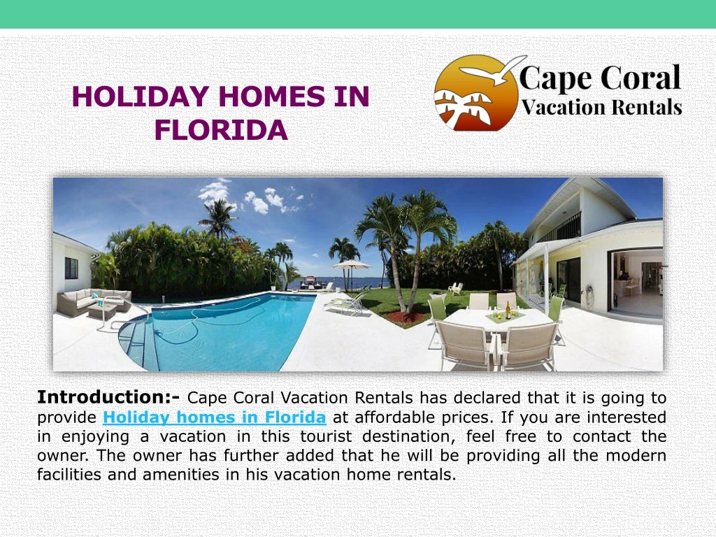 holiday homes in florida