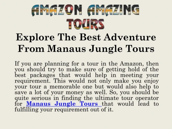 Explore The Best Adventure From Manaus Jungle Tours