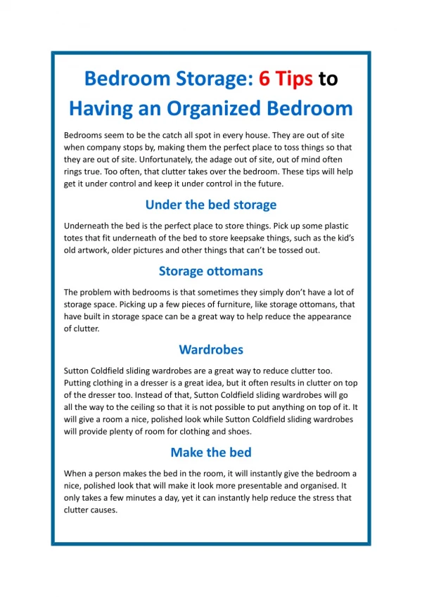 Bedroom Storage: 6 Tips to Having an Organized Bedroom