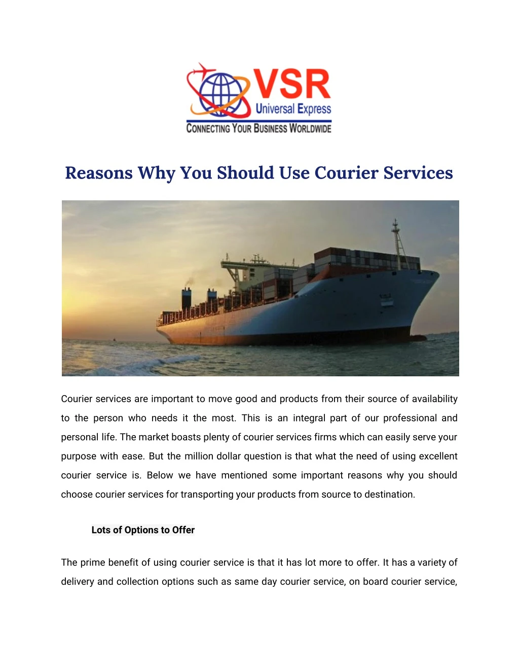 reasons why you should use courier services