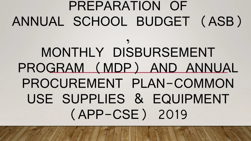 preparation of annual school budget asb monthly