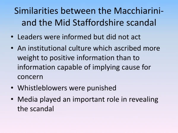 Similarities between the Macchiarini -and the Mid Staffordshire scandal