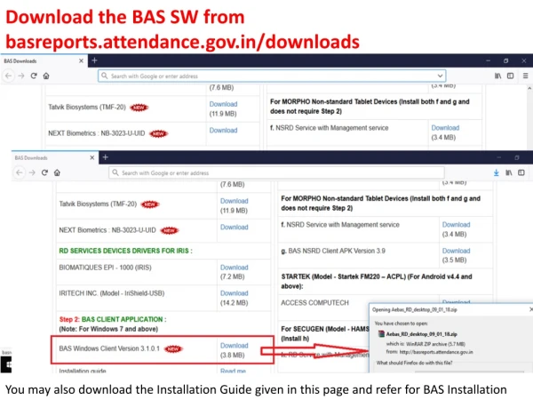 Download the BAS SW from basreports.attendance/downloads