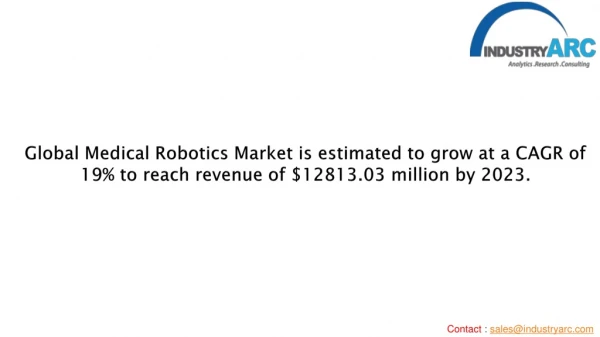 Medical Robotics Market is growing at a CAGR of 19% during 2019-2023.