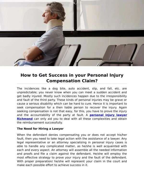 How to Get Success in your Personal Injury Compensation Claim?