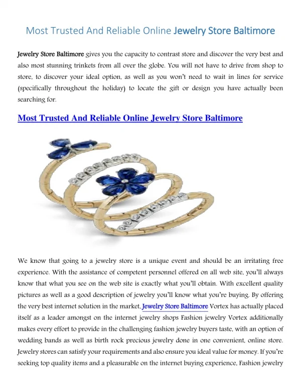 Most Trusted And Reliable Online Jewelry Store Baltimore