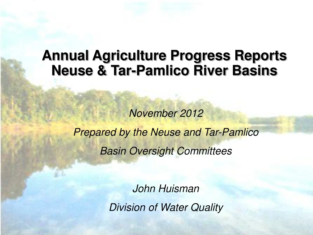 annual agriculture progress reports neuse