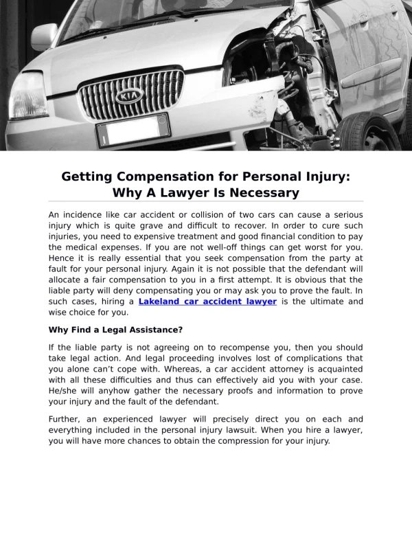 Getting Compensation for Personal Injury: Why A Lawyer Is Necessary