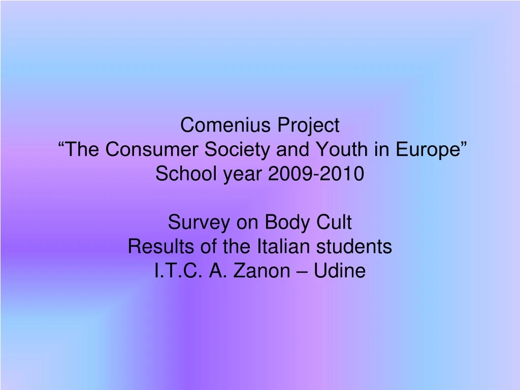 comenius project the consumer society and youth