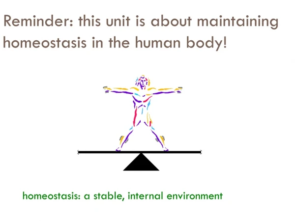 Reminder: this unit is about maintaining homeostasis in the human body!