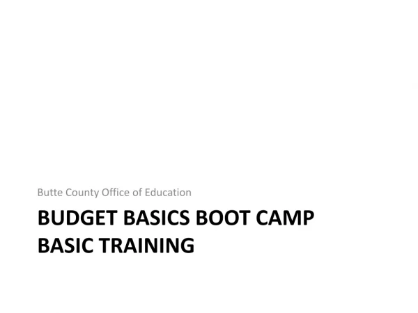 Budget Basics Boot Camp Basic Training