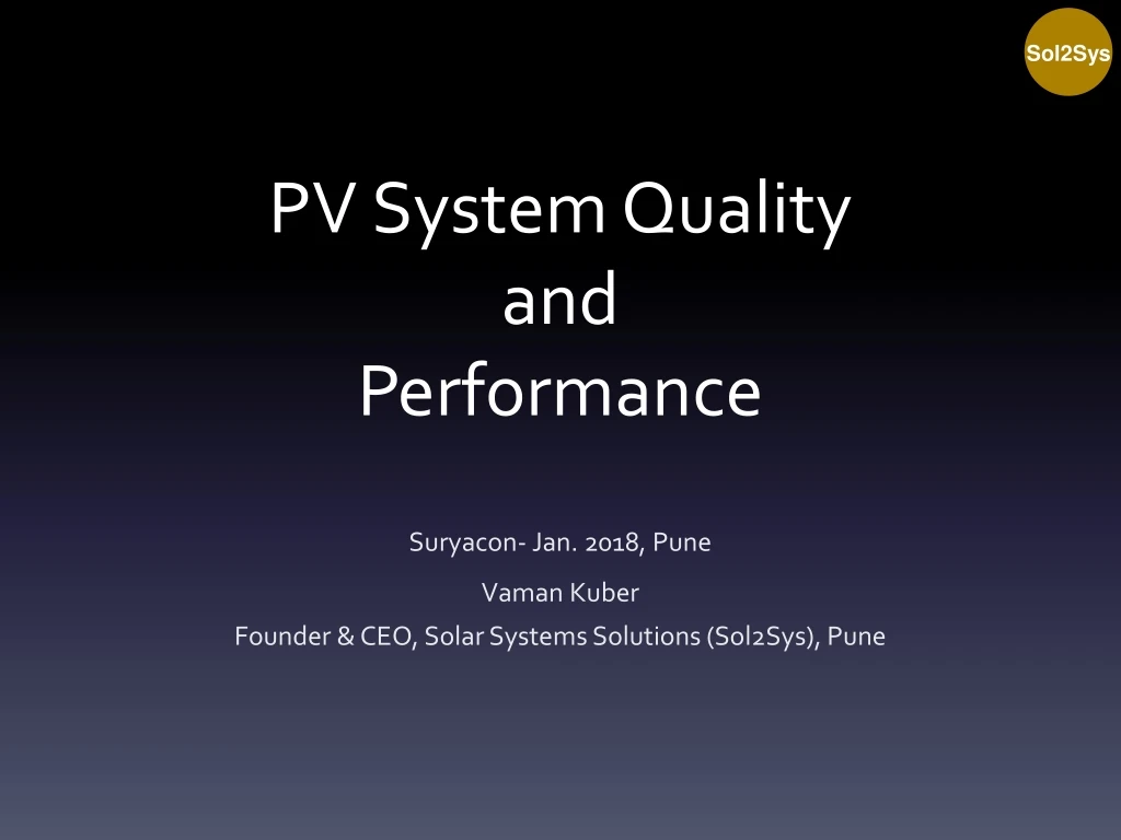 pv system quality and performance