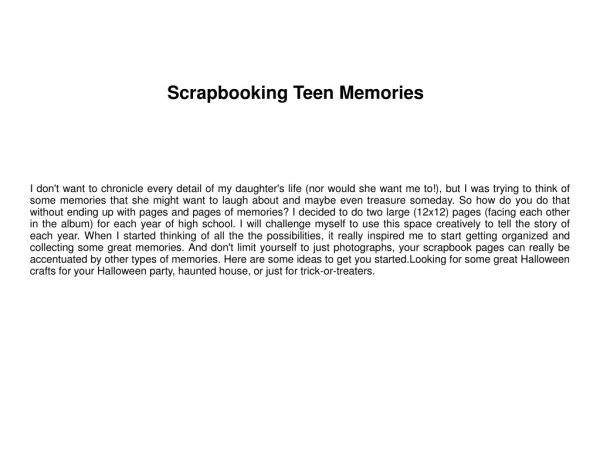 Scrapbooking Teen Memories