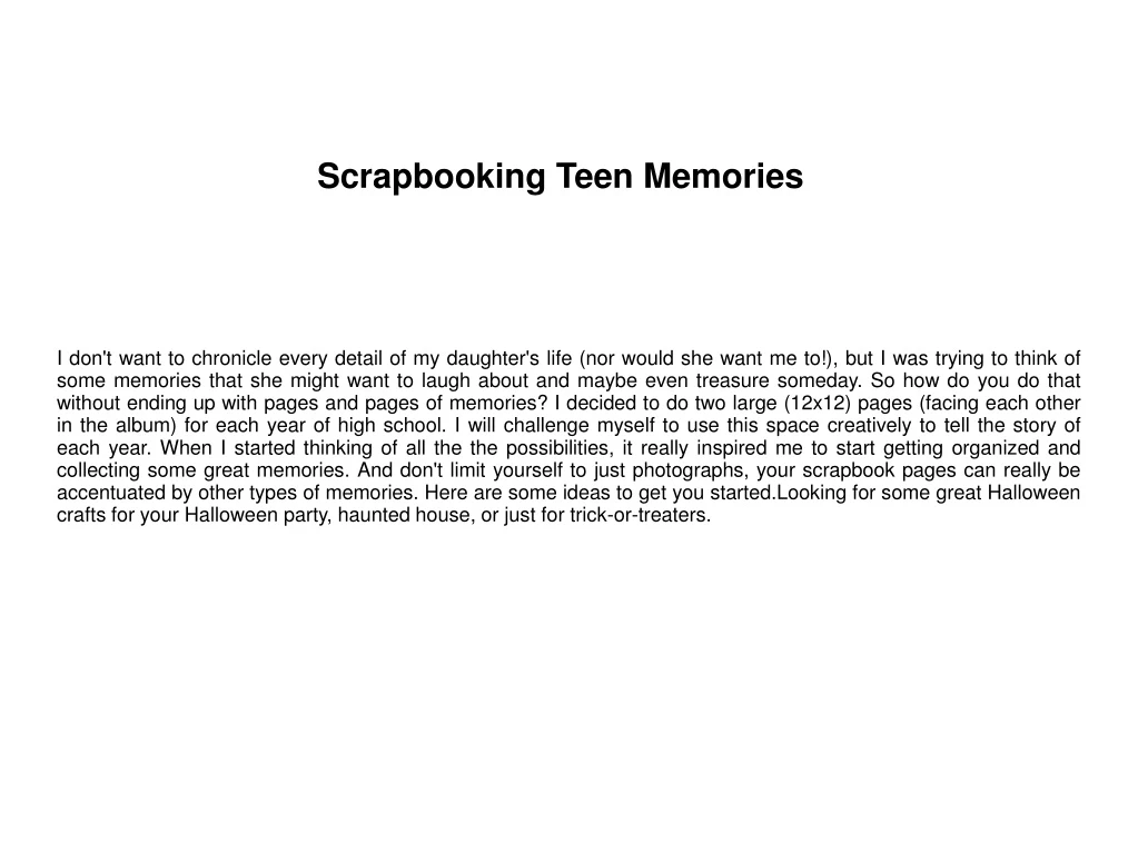 scrapbooking teen memories