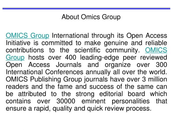 About Omics Group