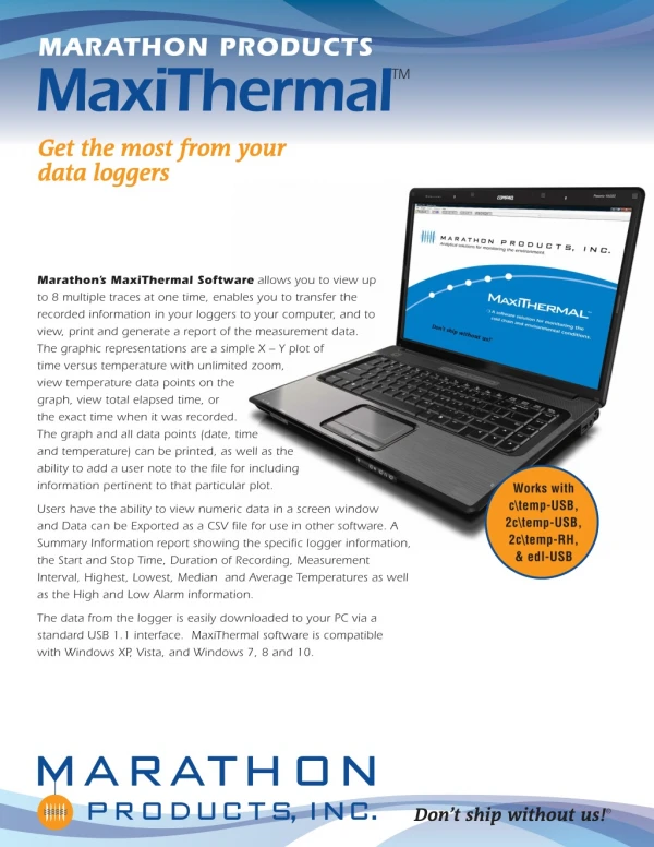 MAXITHERMAL SOFTWARE FOR USB LOGGERS : WITH MARATHON PRODUCTS