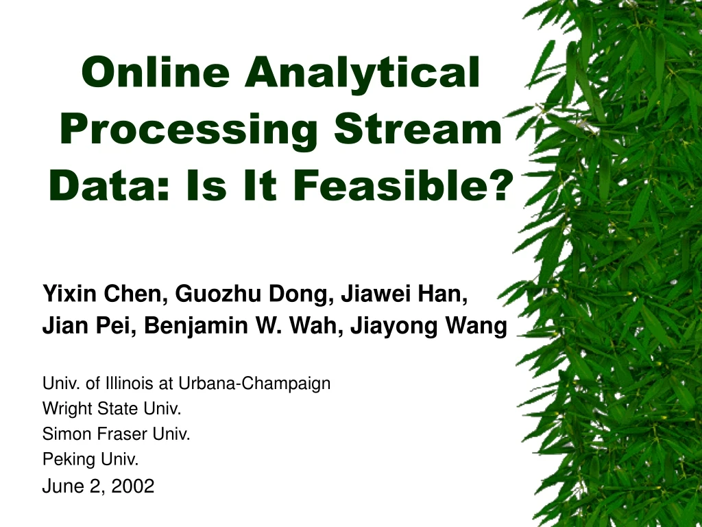 online analytical processing stream data is it feasible