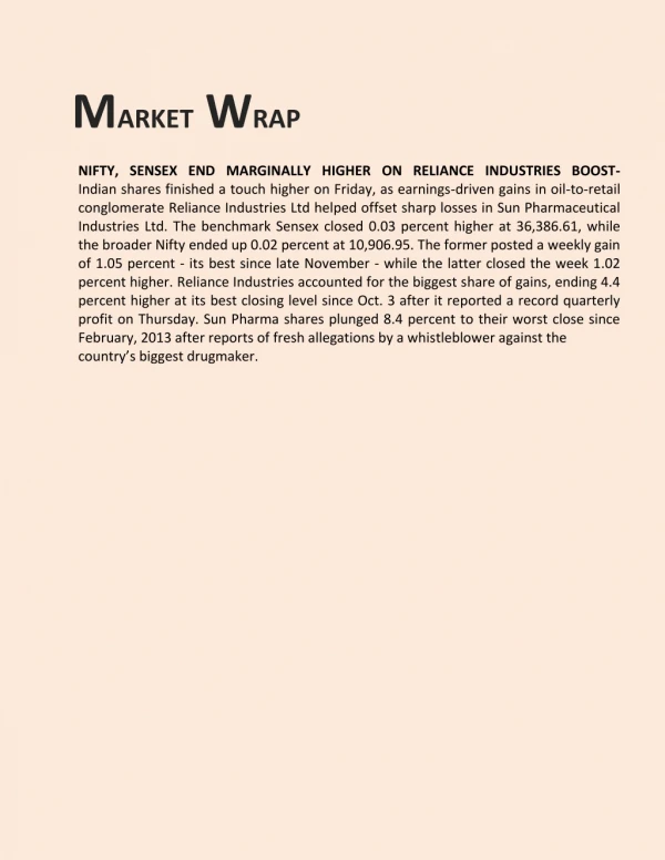Equity Market Report |Share Market Updates| Top Advisory