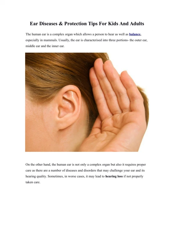 Ear Diseases & Protection Tips For Kids And Adults - The Audiology Clinic