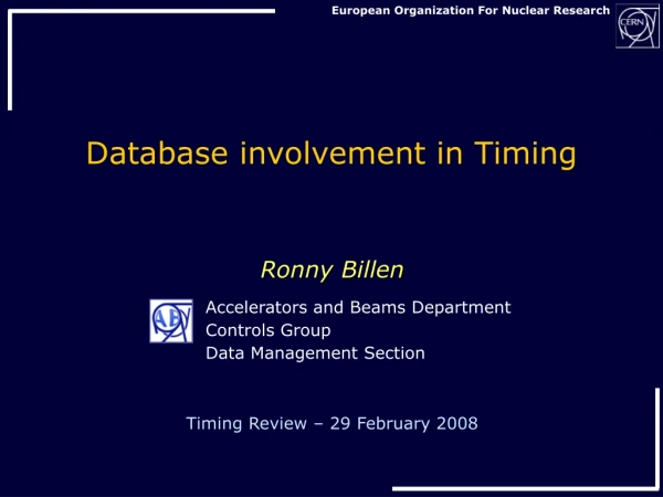 Database involvement in Timing