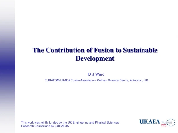 The Contribution of Fusion to Sustainable Development