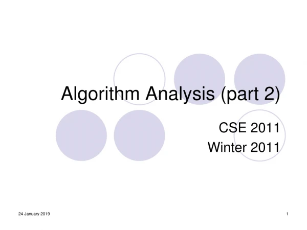 Algorithm Analysis (part 2)