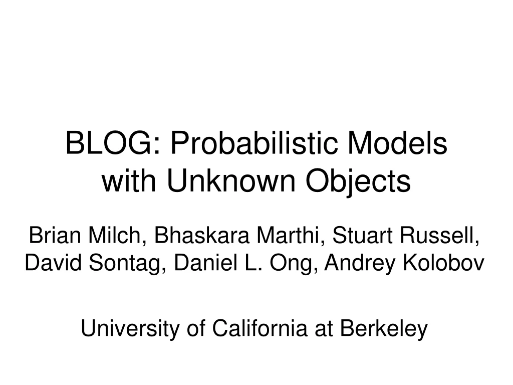 blog probabilistic models with unknown objects