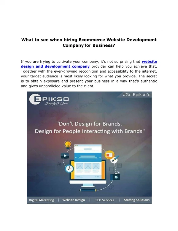 Website Design and Development Company | Ecommerce Website Design
