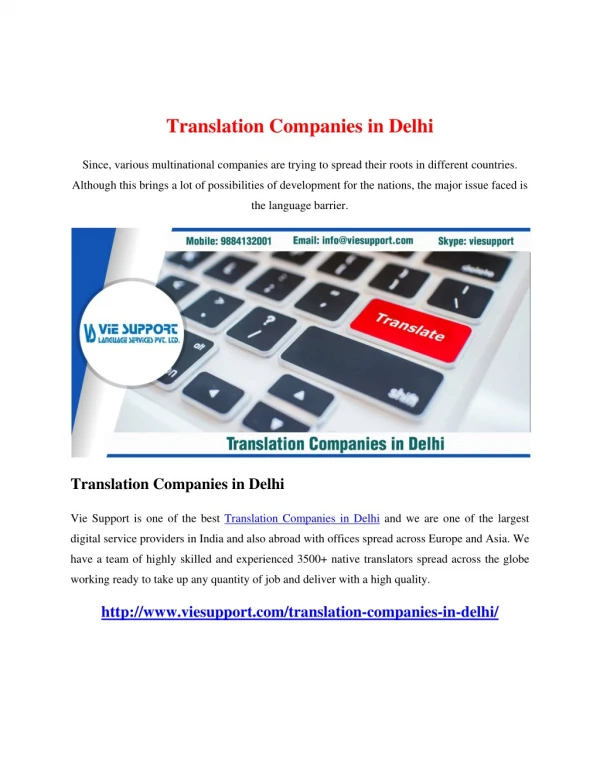 Translation Companies in Delhi