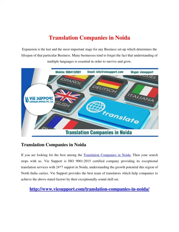 Translation Companies in Noida