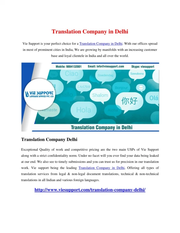 Translation Company in Delhi