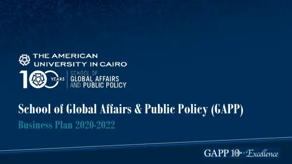 School of Global Affairs &amp; Public Policy (GAPP) Business Plan 2020-2022