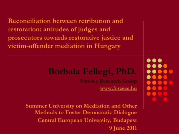 Borbala Fellegi, PhD. Foresee Research Group foresee.hu