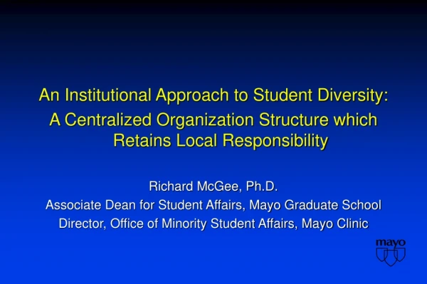An Institutional Approach to Student Diversity: