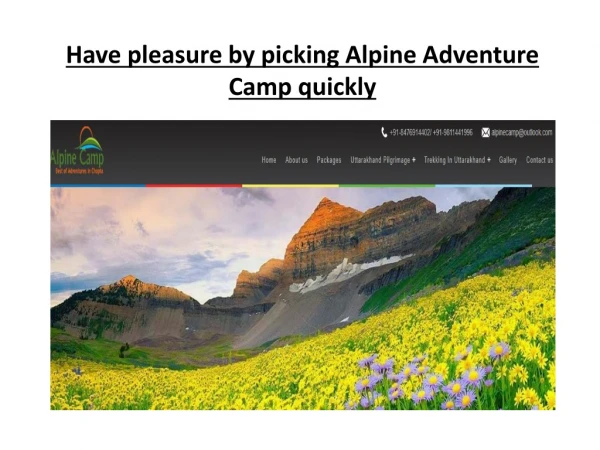 Have pleasure by picking Alpine Adventure Camp quickly