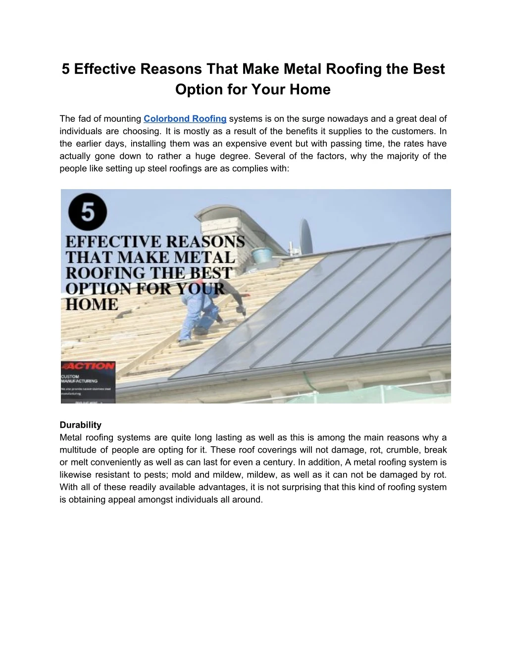5 effective reasons that make metal roofing
