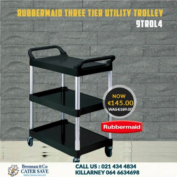 Restaurant Supply-Rubbermaid Three Tier Utility Trolley-Brennans Caterworld