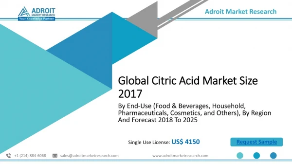 Global Citric Acid Market Research Report 2018 to 2025
