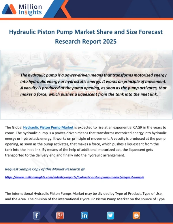 Hydraulic Piston Pump Market Share and Size Forecast Research Report 2025