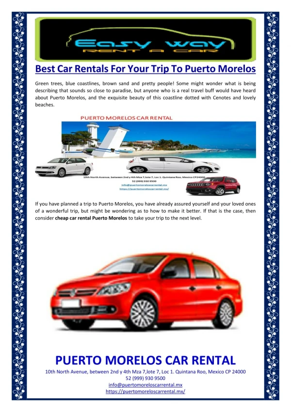 Best Car Rentals For Your Trip To Puerto Morelos