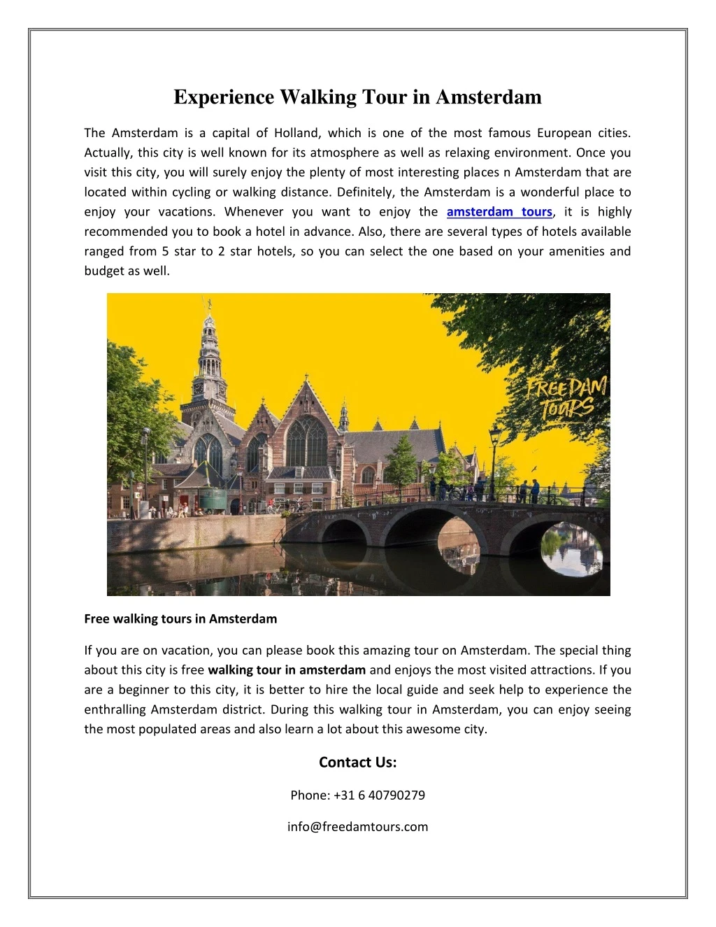 experience walking tour in amsterdam