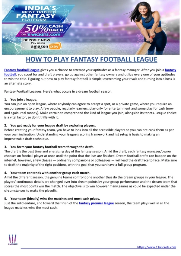 HOW TO PLAY FANTASY FOOTBALL LEAGUE