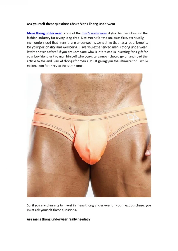 Ask yourself these questions about Mens Thong underwear